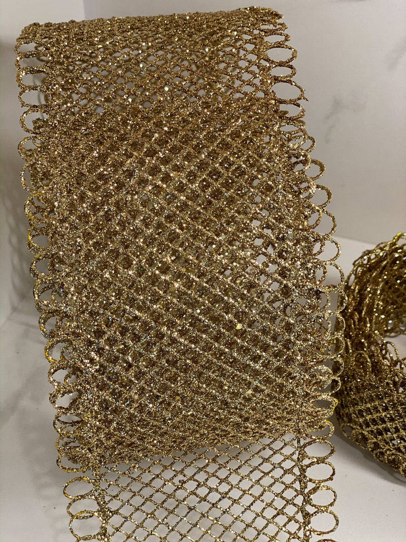 Gold Wire Mesh Ribbon (2 Sizes)-Inspire Me! Home Decor