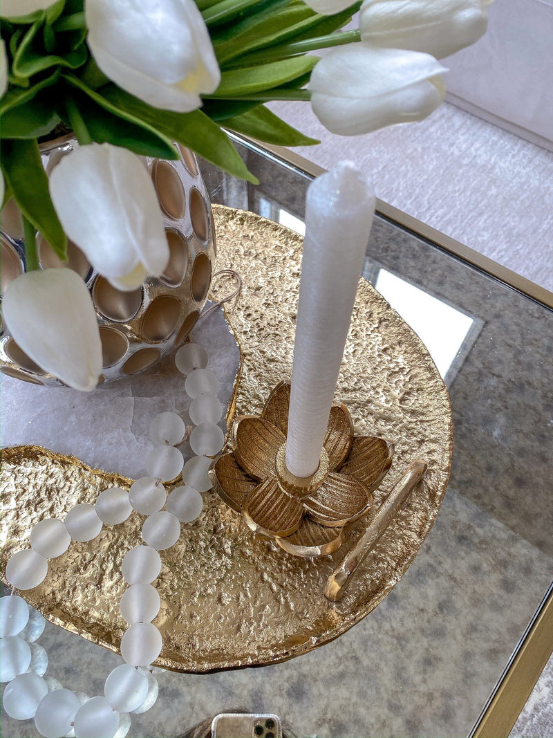 Gold Lotus Flower Candle Holder-Inspire Me! Home Decor