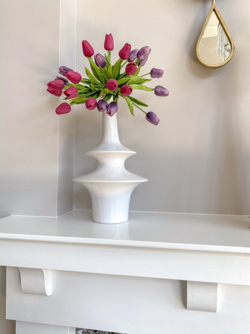 White Ceramic Vase-Inspire Me! Home Decor