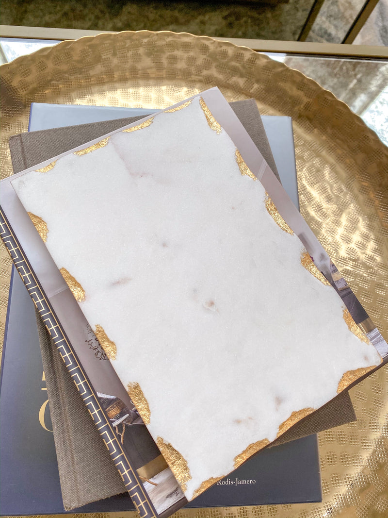 Small Marble Gold-Edged Tray-Inspire Me! Home Decor