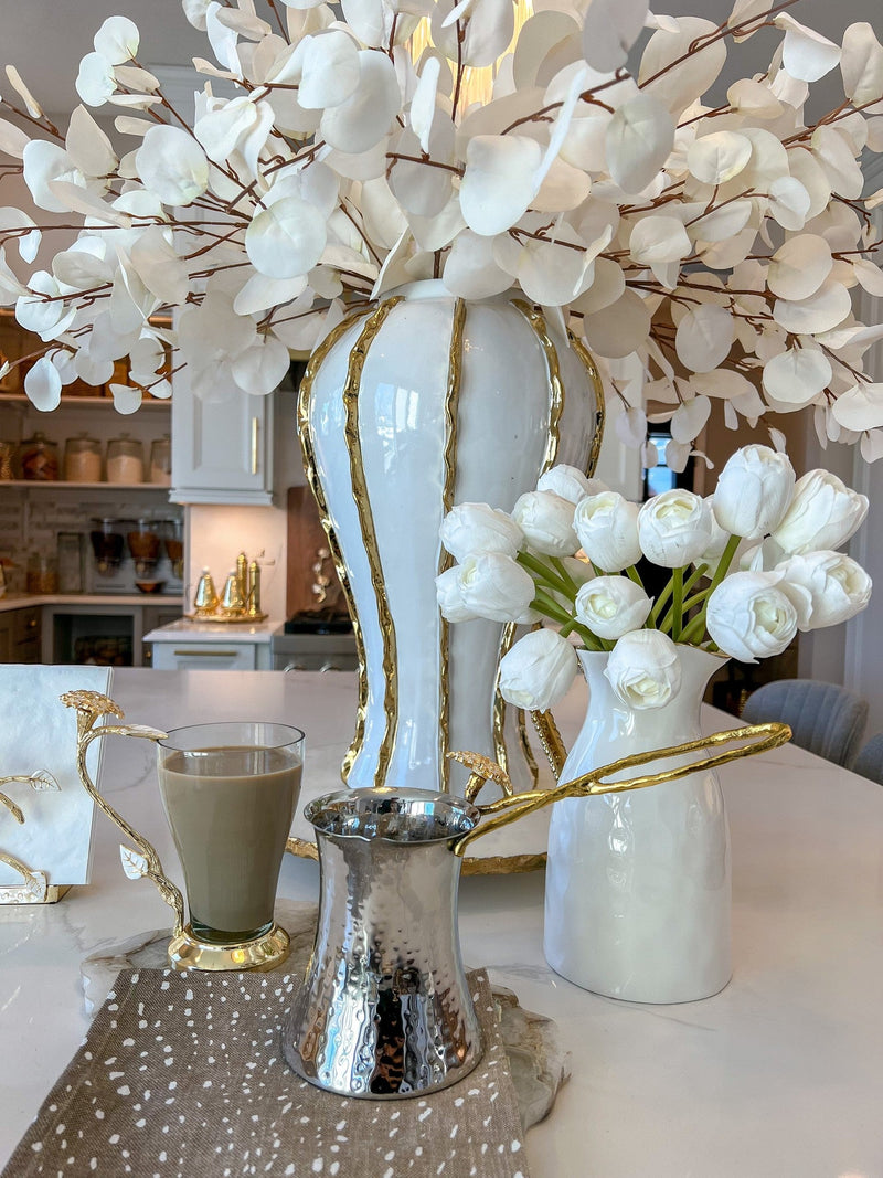 Gold & Silver Milk Warmer from the Hydrangea Collection