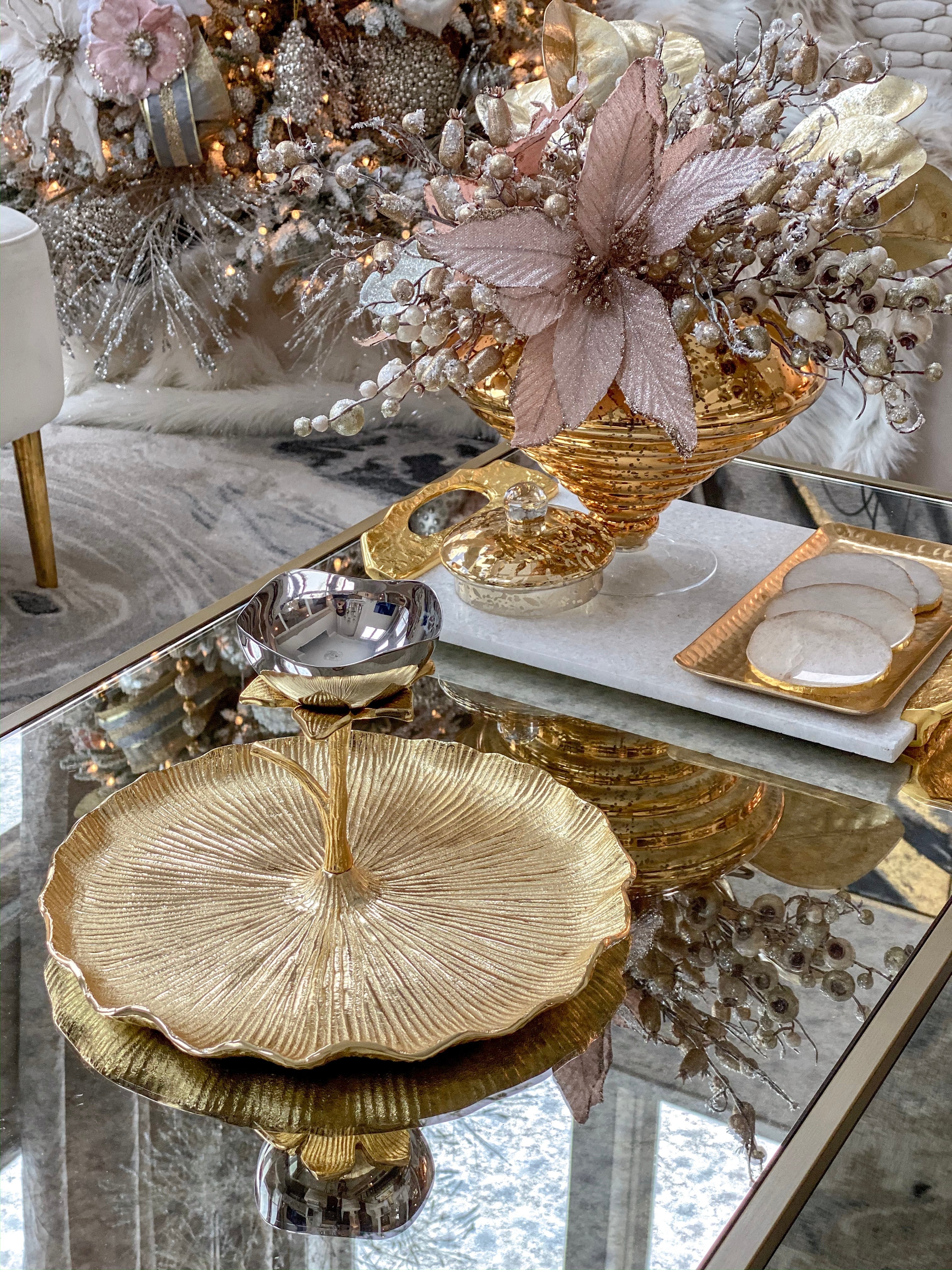 Large Gold Lotus Flower Platter-Inspire Me! Home Decor