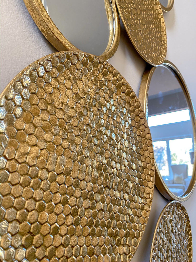 Circle Mirrored Wall Decor (Gold)-Inspire Me! Home Decor