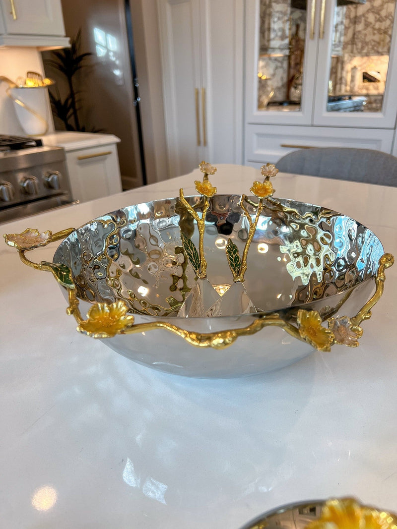 Silver Salad Bowl with Gold Details from The Mia Collection