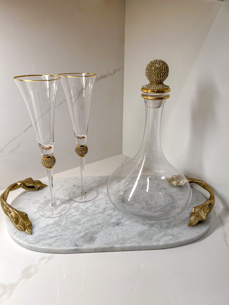 Gold Decanter with Crystal Stopper-Inspire Me! Home Decor