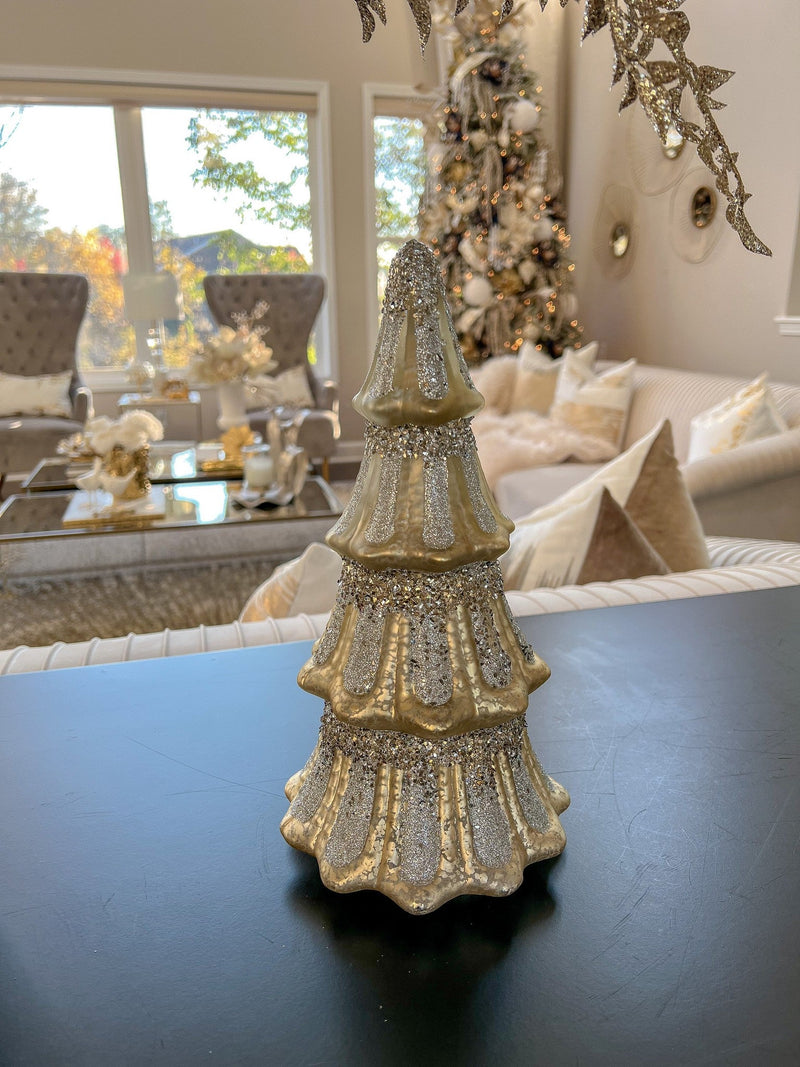 Mercury Glass Tree with Glitter (2 Sizes)-Inspire Me! Home Decor