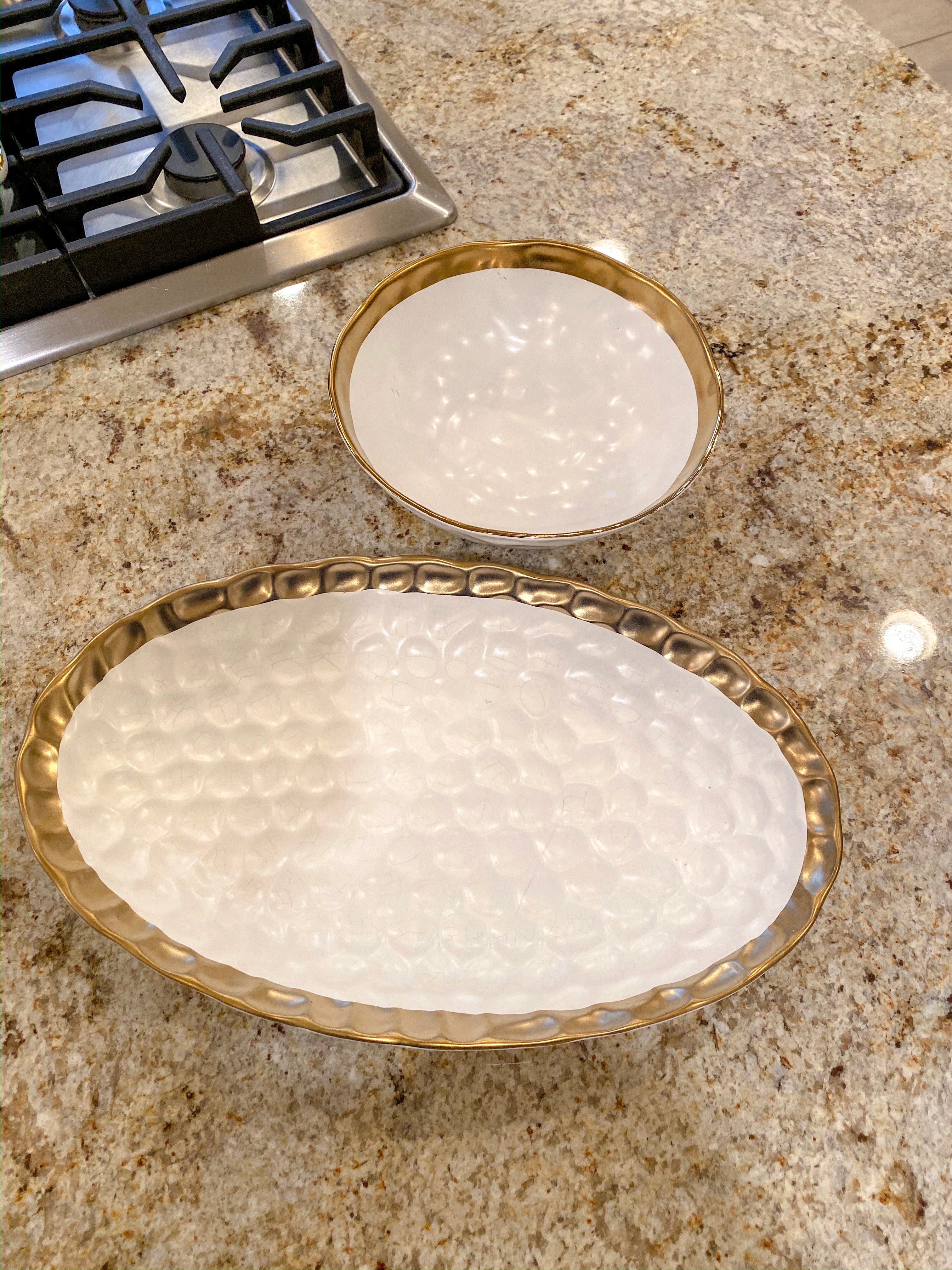 Gold Rim Oval Tray-Inspire Me! Home Decor