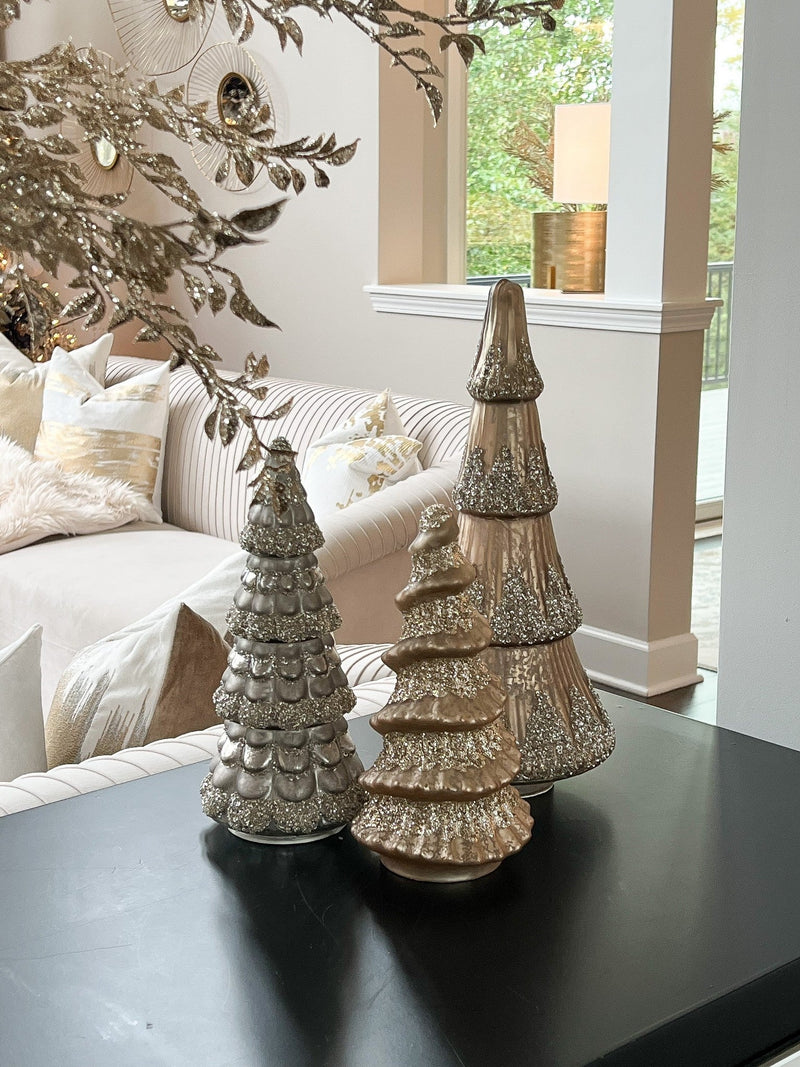 Mercury Glass Tree with Bead and Glitter Detail-Inspire Me! Home Decor