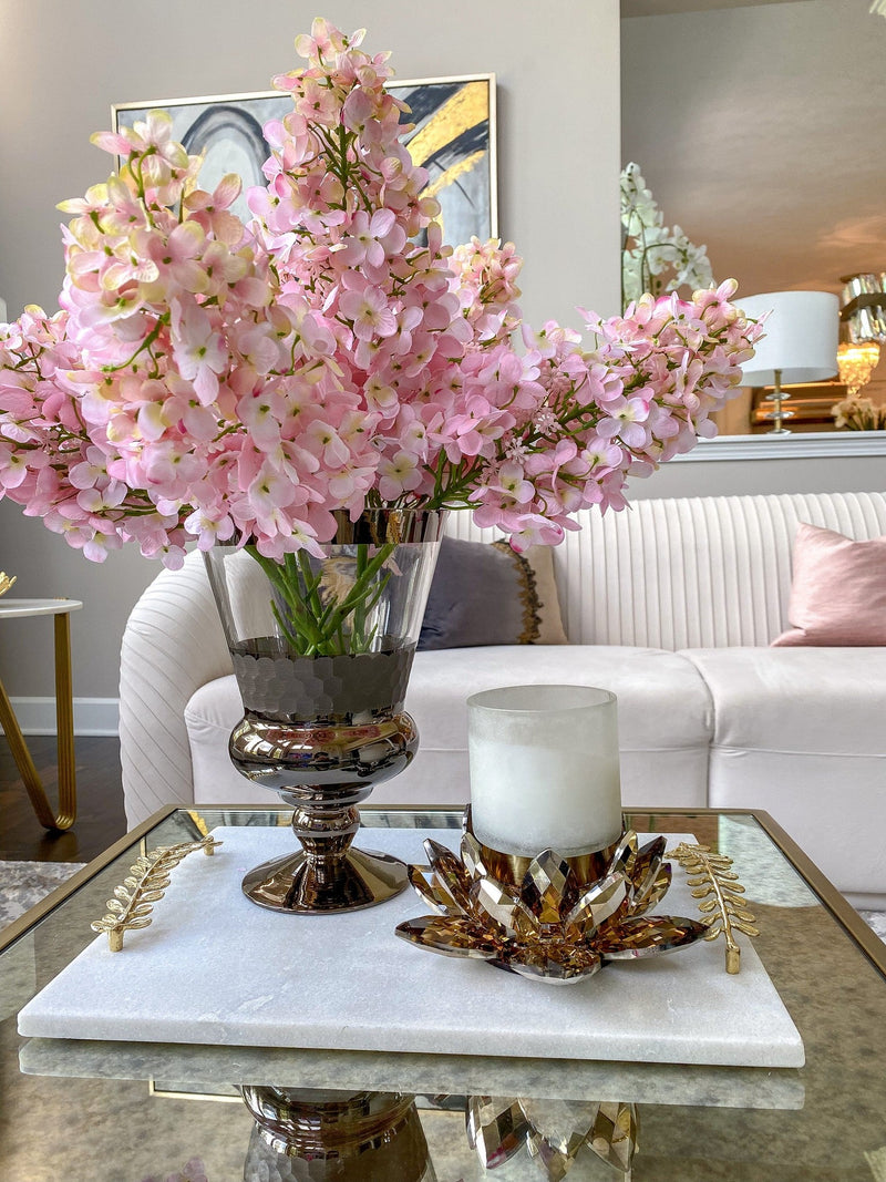 Amber Crystal Flower Candle Holder-Inspire Me! Home Decor
