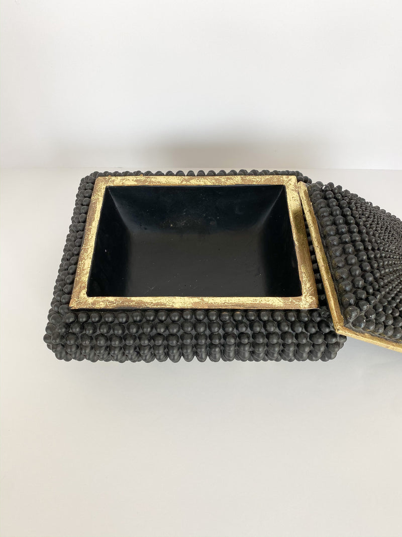Black Studded Box w/ Gold Detailing-Inspire Me! Home Decor