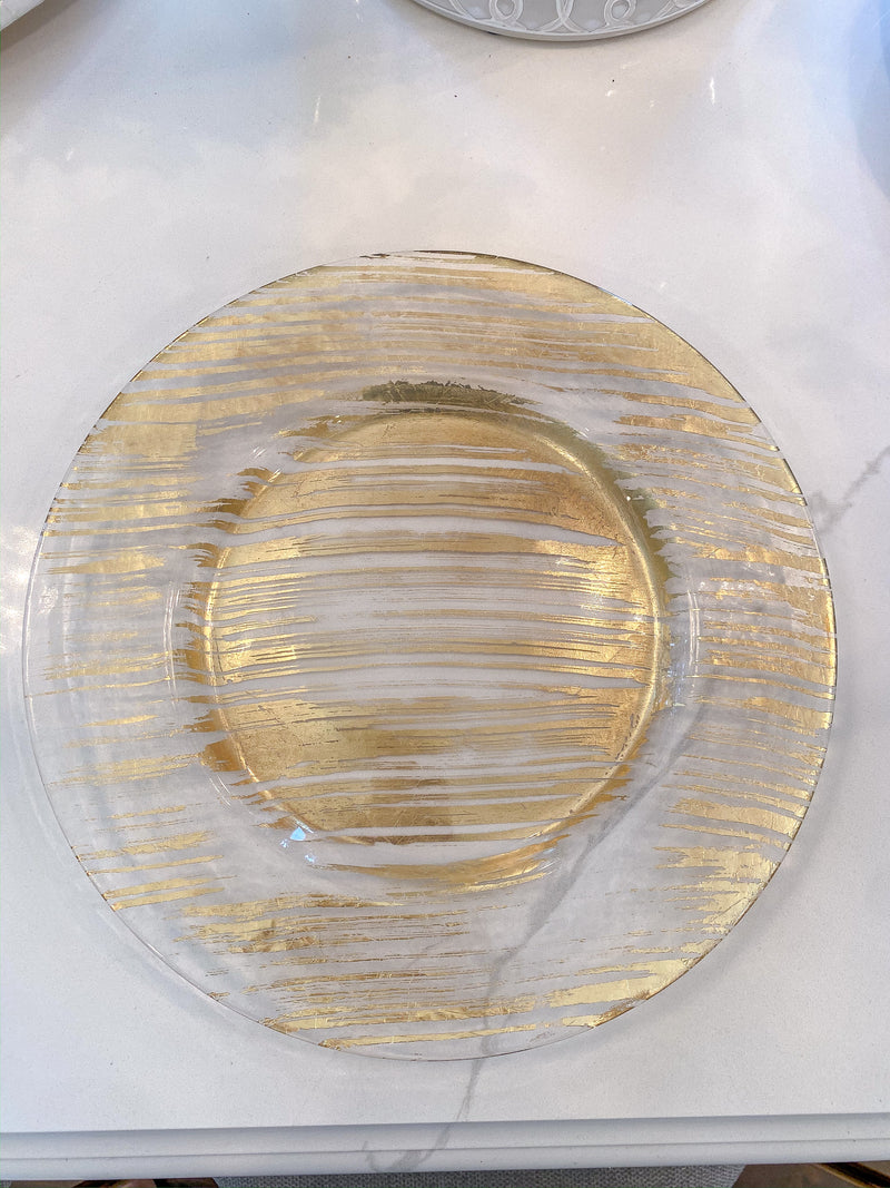 Gold Brush Glass Charger-Inspire Me! Home Decor