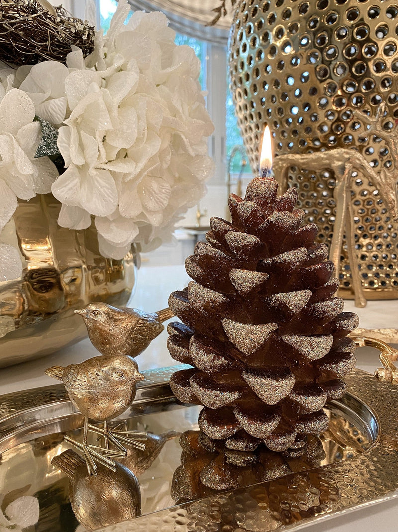 Large Glitter Pinecone Candle-Inspire Me! Home Decor