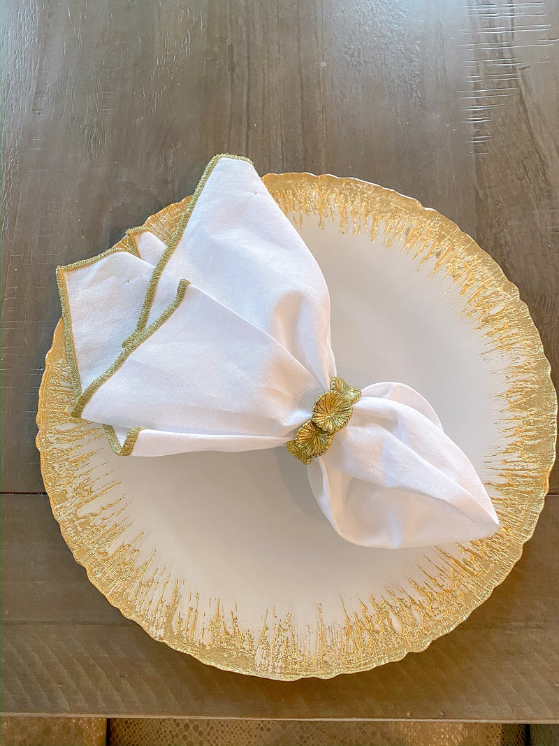 Gold Floral Napkin Rings ( Set of 4 )-Inspire Me! Home Decor