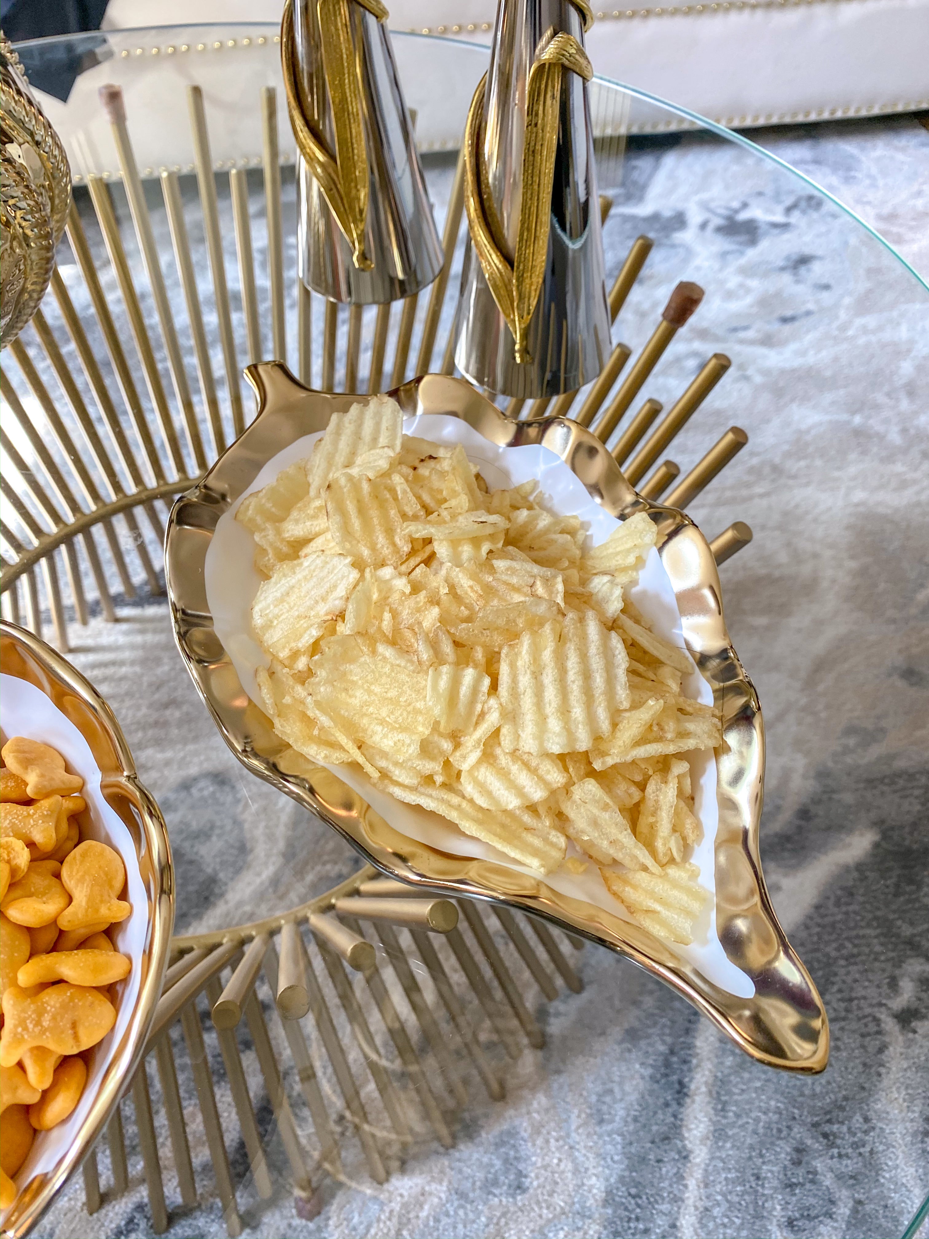 Porcelain Leaf Bowl with Gold Edge-Inspire Me! Home Decor