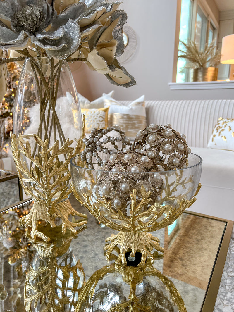 Large Metallic Pearl Ornament/ Orb-Inspire Me! Home Decor