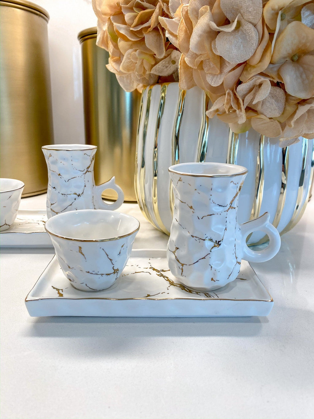 Marble Golden Turkish Coffee Cups Set – Modern Dar