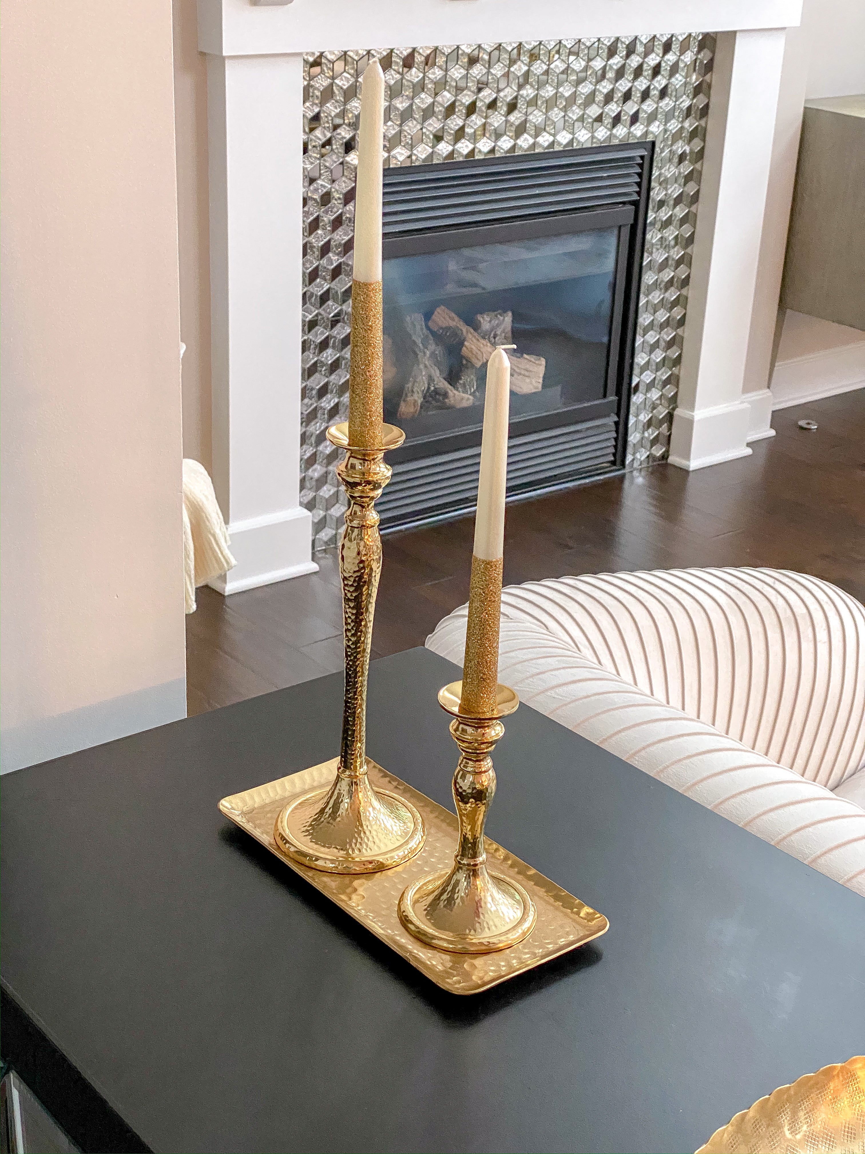 Hammered Gold Candle Sticks (2 Sizes)-Inspire Me! Home Decor