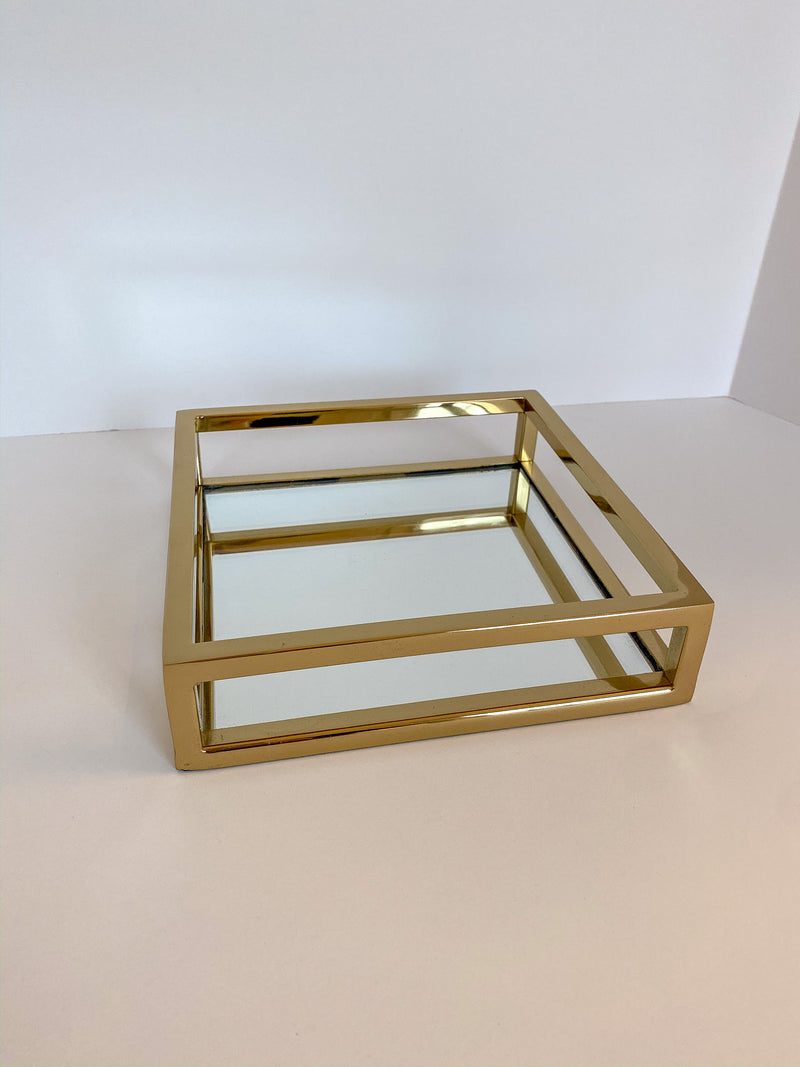 Gold Mirrored Base Napkin Holder-Inspire Me! Home Decor