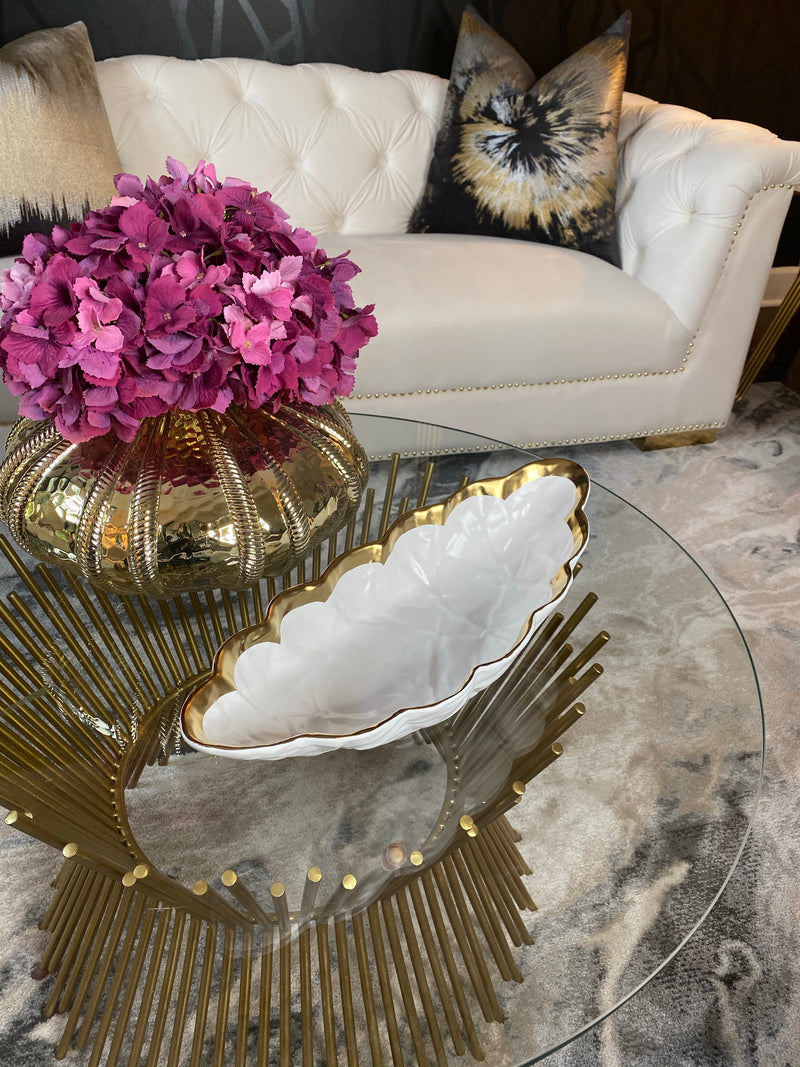 Crumpled Gold and White Porcelain Bowl-Inspire Me! Home Decor