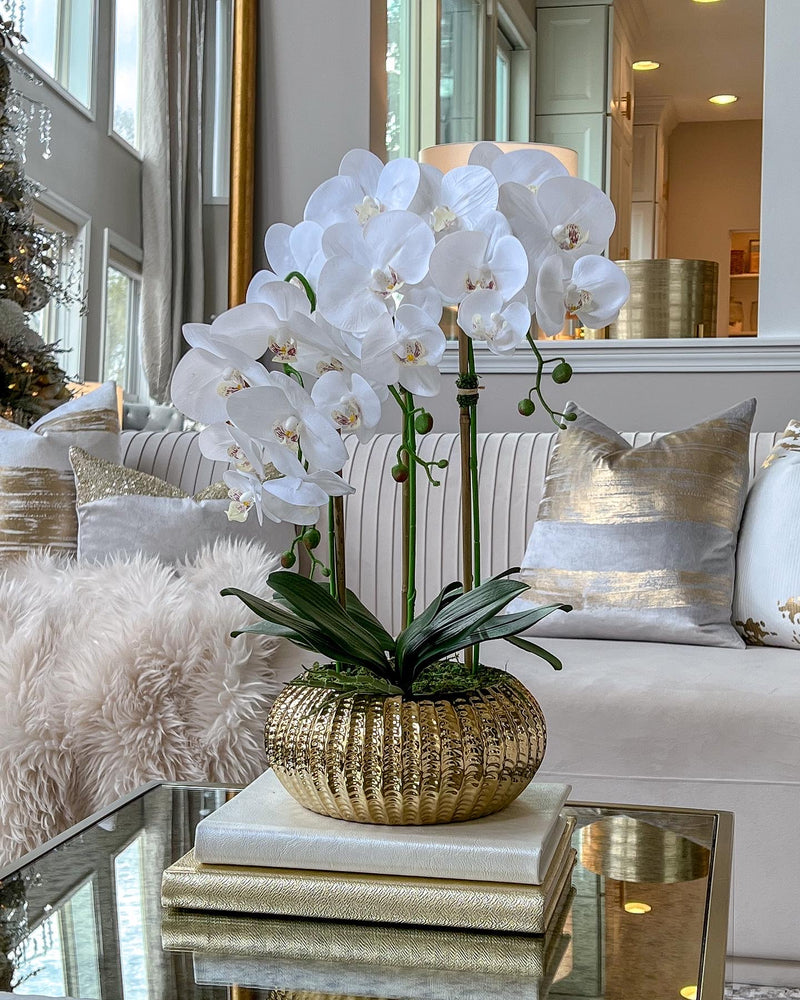 White Potted Faux Orchid-Inspire Me! Home Decor