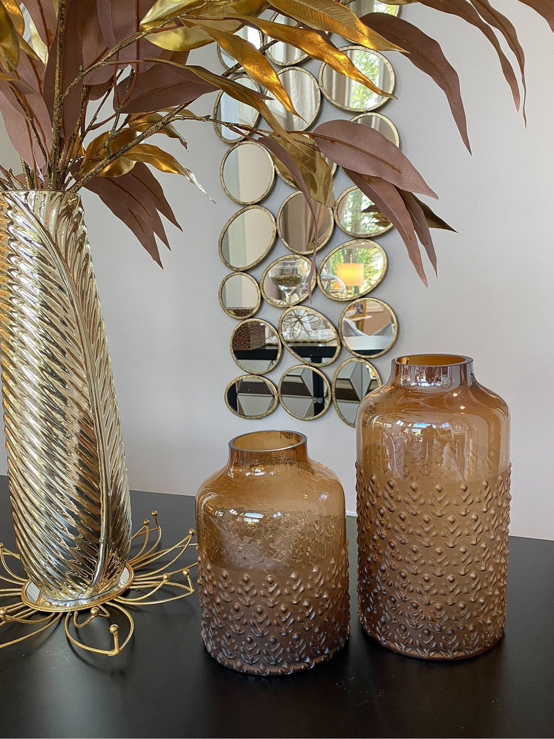Amber Glass Textured Vase (2 Sizes)-Inspire Me! Home Decor