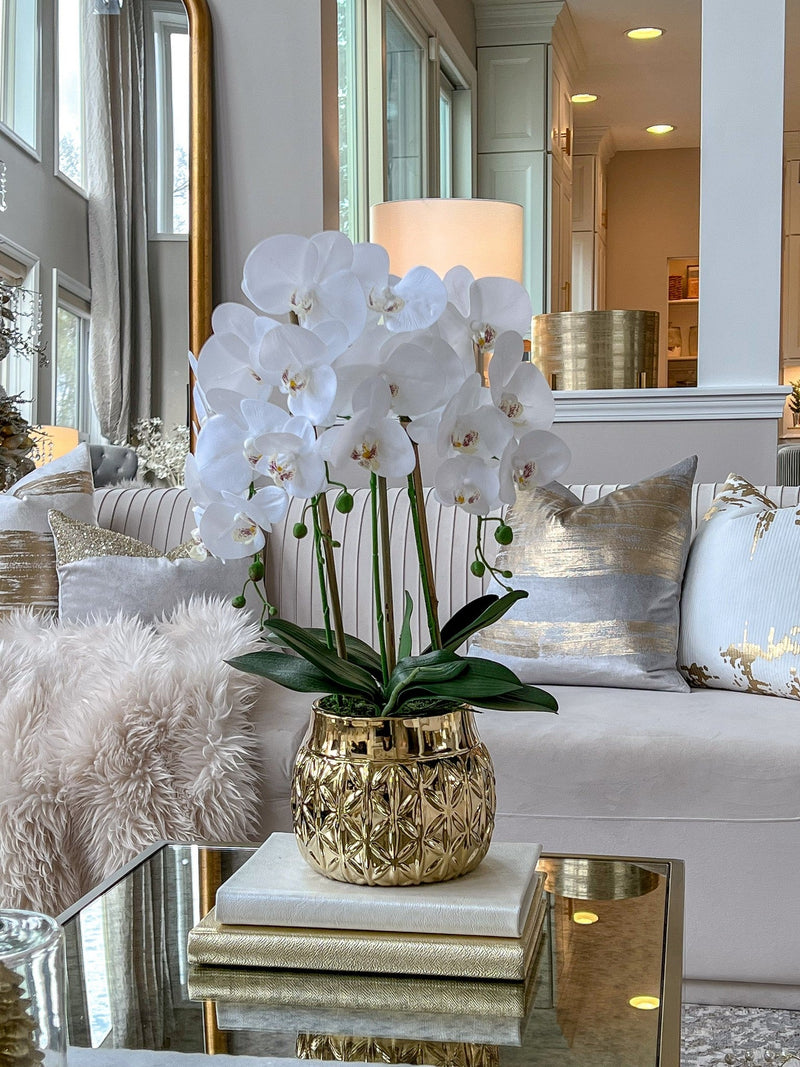 Tall White Potted Faux Orchid-Inspire Me! Home Decor