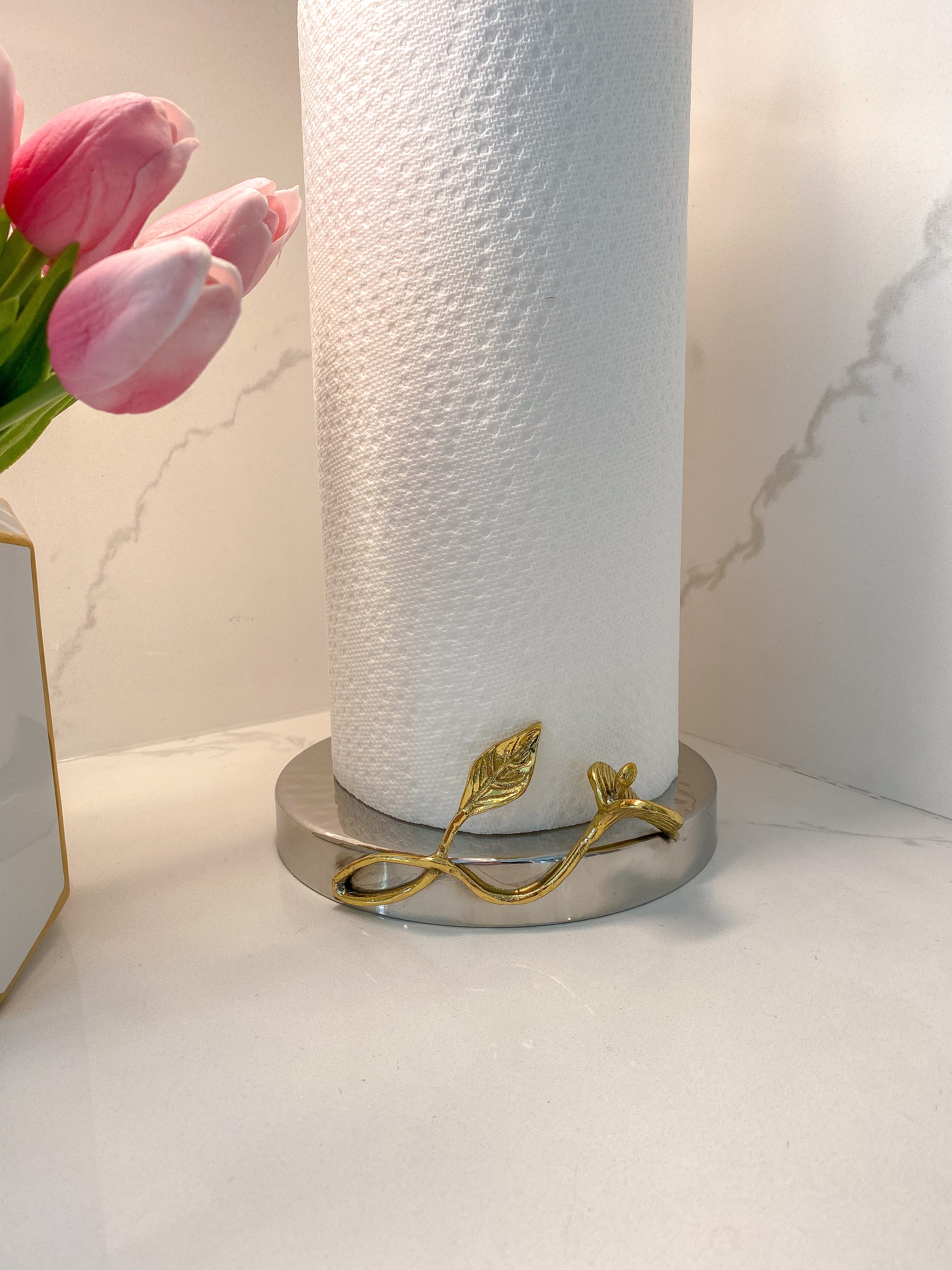 Gold Leaf Detailed Paper Towel Holder ( Available in 2 Sizes)-Inspire Me! Home Decor